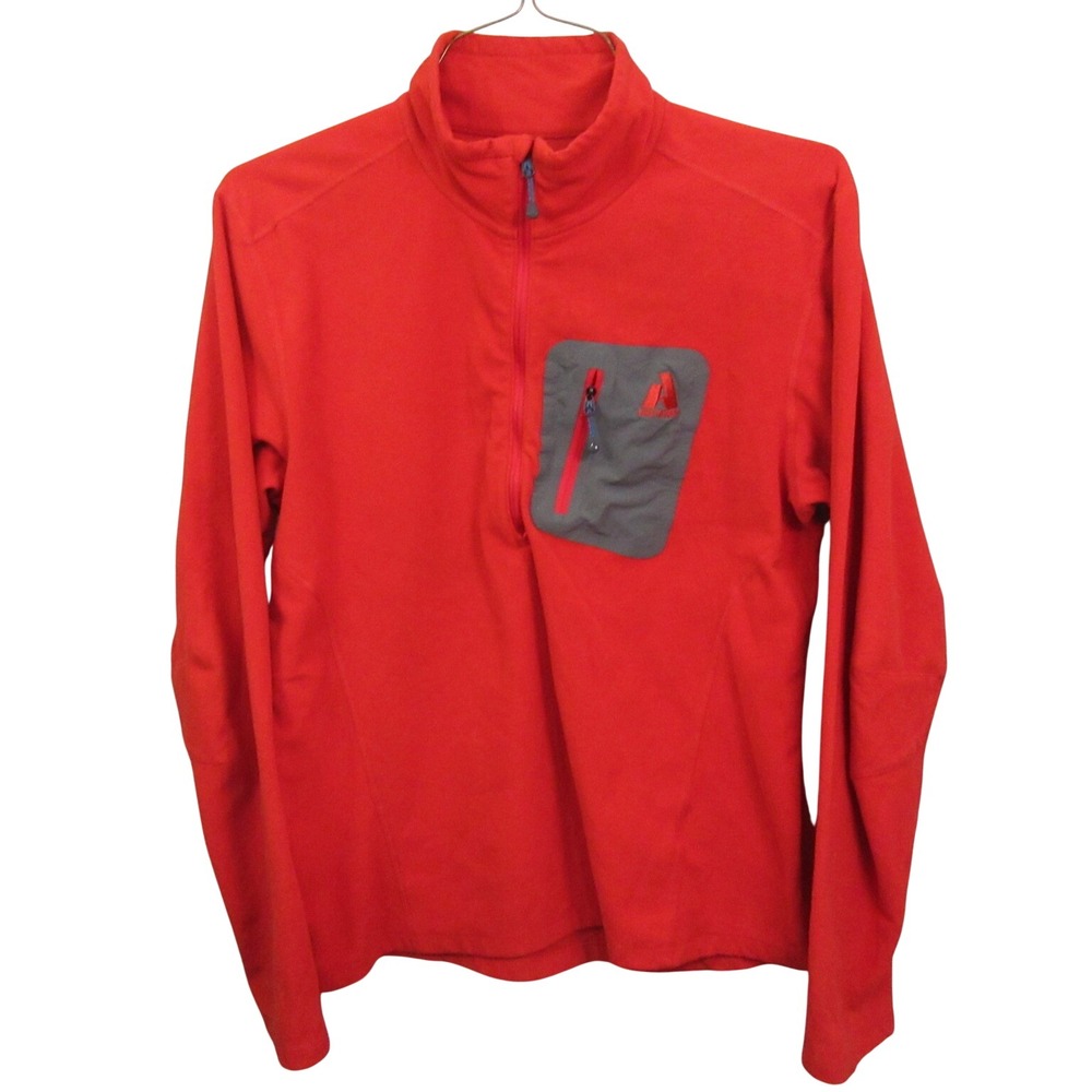 Eddie‎ Bauer Mens First Ascent Jacket M Red 1/2 Zip Fleece Hiking Pullover